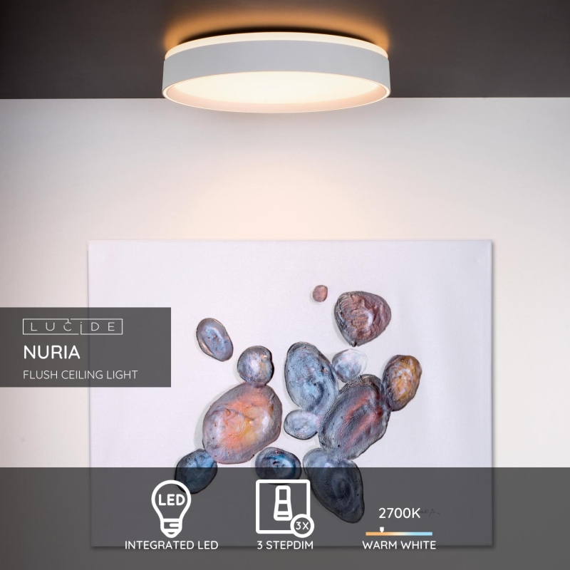 Lucide NURIA - Zapustené stropné svietidlo - Ø 40 cm - LED Rozm. - 1x24W 2700K - 3 StepDim - Biela